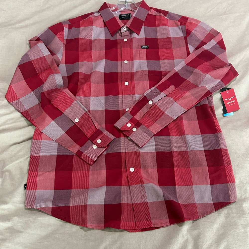 Kimes Ranch Red and Gray Plaid Men's Shirt